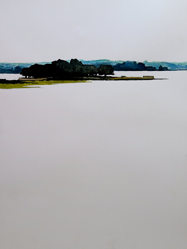 ile de béchit, golfe du morbihan, aquarelle aout 2018