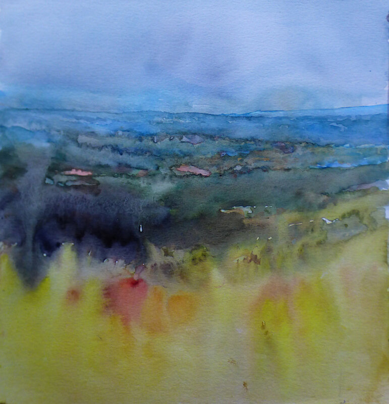 vers le bleu, aquarelle, 30 x 30 cm, 2017