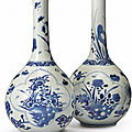 Two blue and white bottle vases, qing dynasty, kangxi period (1662-1722)