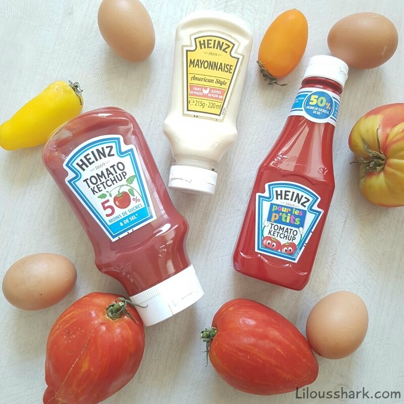 ketchup heinz 50% sucre sel en moins . mayonnaise heinz