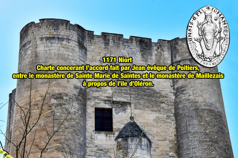 1171 Niort - Charte concerant l’accord fait par Jean évêque de Poitiers, entre le monastère de Sainte Marie et le monastère de Maillezais à propos de l’ile d’Oléron