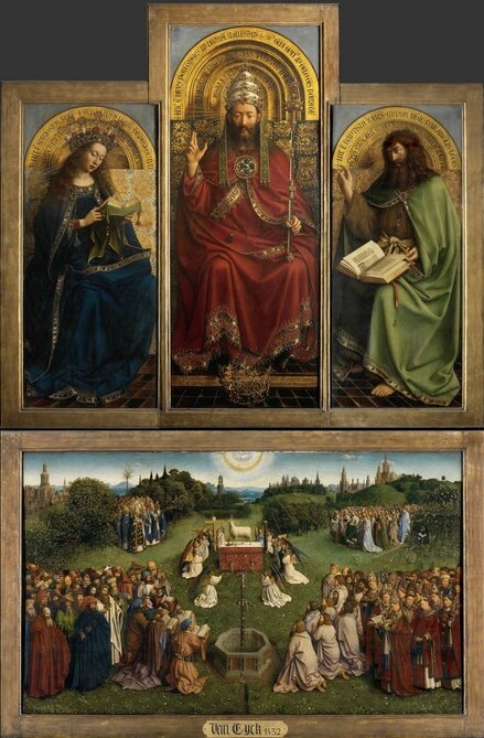 Agneau mystique, panneau central complet, frères Van Eyck 1432