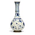 A blue and white pottery bottle, provincial ottoman, late 16th or early 17th century