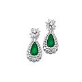 Very attractive pair of emerald and diamond pendent ear clips, van cleef & arpels, circa 1970