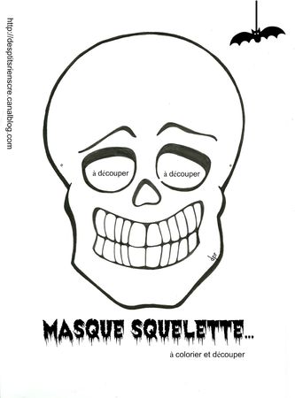 masque squelette à colorier