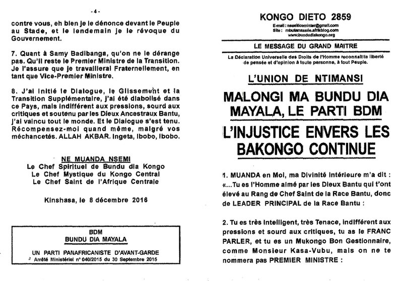 L'INJUSTICE ENVERS LES BAKONGO CONTINUE a