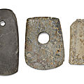Three hardstone axes, southeast china, 4th-3rd millennium bc