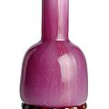 A pink mallet shaped Beijing glass vase, wheel-incised Qianlong four-character mark and possibly of the period 