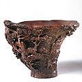 Rhinoceros horn libation cup with a scene of the red cliff, 17th century, late ming dynasty-early qing dynasty