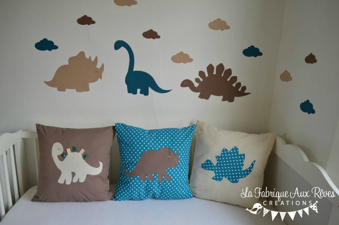 lot 20 coussins dinosaure pétrole canard beige camel - décoration lot 20 coussins dinosaure pétrole canard beige camel - décoration