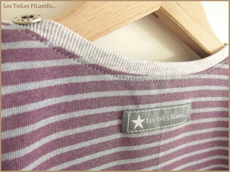 Tee-shirt jersey rayé violet gris et pantalon3