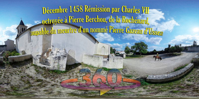 Décembre 1458 Rémission par Charles VII octroyée à Pierre Berchou, de la Rochénard, coupable du meurtre d'un nommé Pierre Gazeau d’Usseau