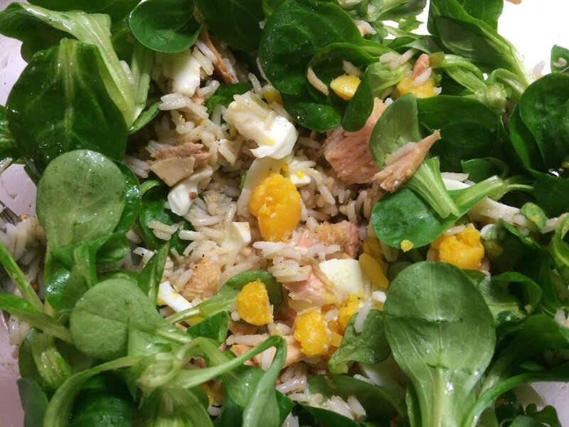 Plat Complet Salade Mache Riz Thon Et Oeufs Durs Terre Et Mar