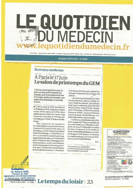 Article Procope Le Quotidien du Médecin du 6