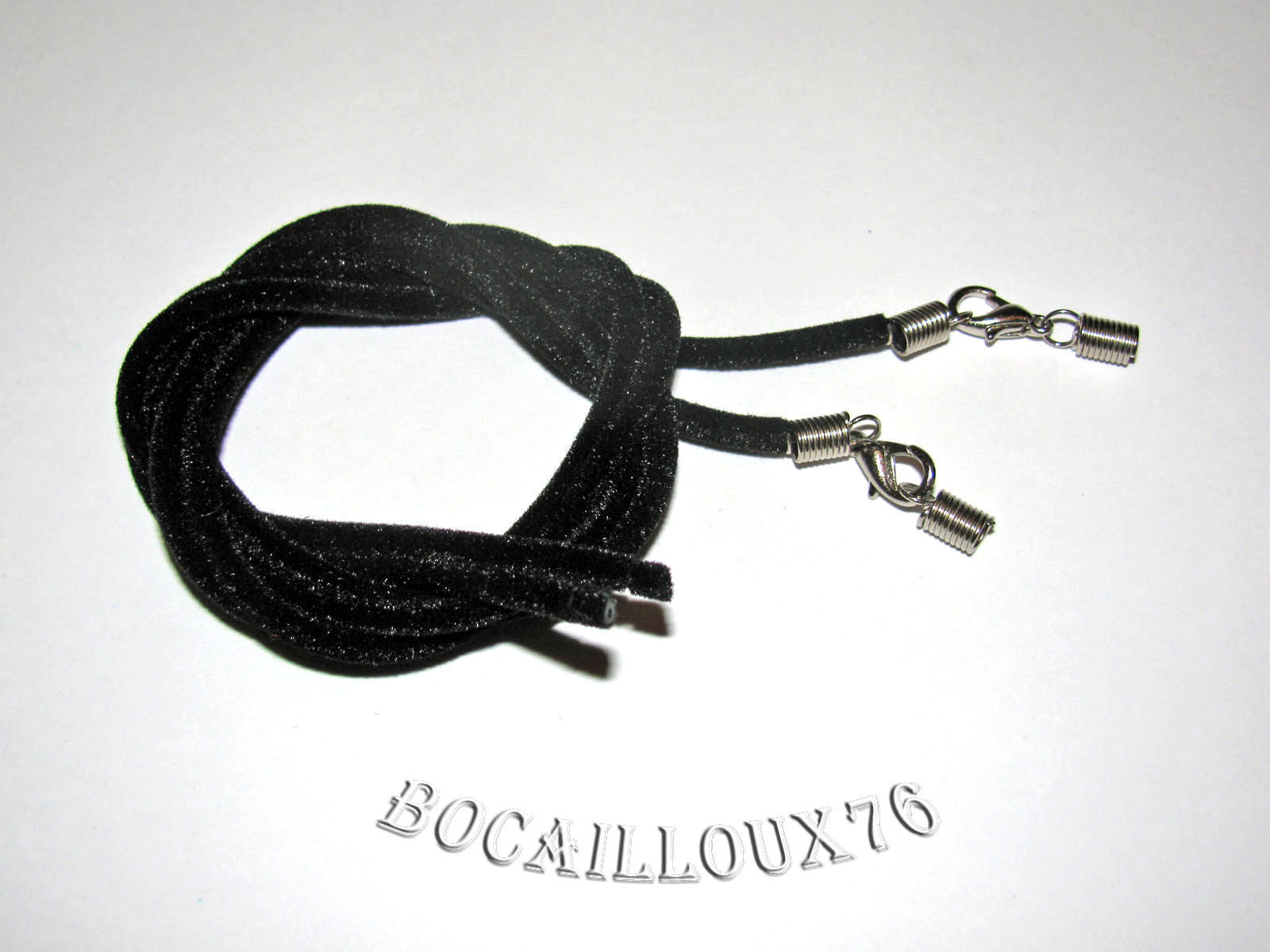 CORDON VELOURS + ATTACHE MOUSQUETON - LOT DE 2