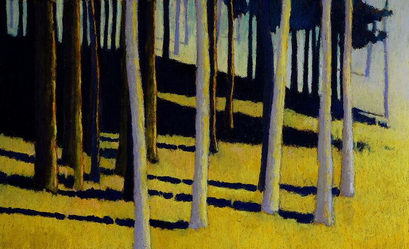 A la lisière de l'ombre , mars 2018, pastel à l'huile, 48 x 32 cm