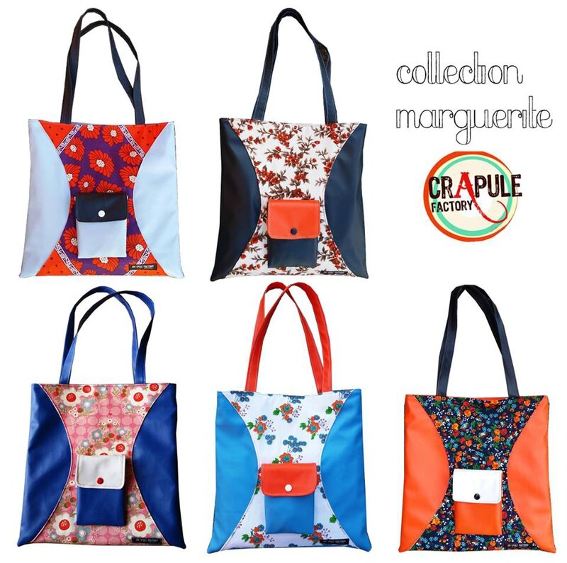 Collection sac cabs tote bag original createur colorée poche avant à soufflet CrApule FActOry www.crapule-factory.com