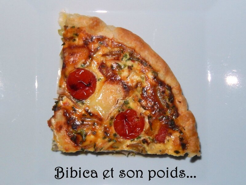 Quiche poulet, poivrons, camembert et ricotta part haut