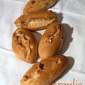 Petits pains semi-complets aux noix et aux noisettes, aux olives, oignons et thym ou aux céréales