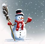 88838124-bonhomme-de-neige-au-chapeau-avec-un-balai-illustration-de-noël-d-hiver