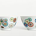 A fine pair of doucai 'ball-flower' bowls, marks and period of yongzheng (1723-1735)