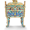 A large cloisonné enamel censer, fangding, ming dynasty, 16th-17th century