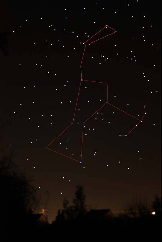 Constellation d'orion tracée
