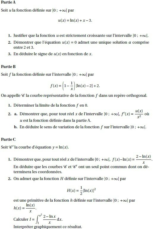 Exercice limite ln corrigé