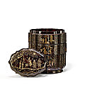 Rare boîte couverte à trois comprtiments en laque incrustée de nacre, chine, dynastie yuan (1279-1368)