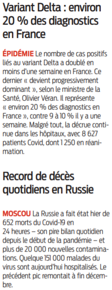 2021 06 30 SO Variant Delta 20 pour cent des diagnostics en France