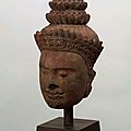Tête de dvarapala, art khmer, 12°-13° siècles