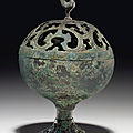 A bronze censer and openwork cover, han dynasty (206 bc - ad 220)