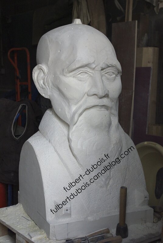 Fulbert DUBOIS sculpteur - buste portrait morihei ueshiba o sensei 
