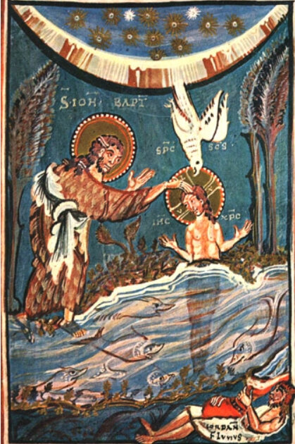 Baptême du Christ, év de l'abbesse Hitda von Meschede, vers 1050