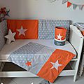couverture bébé garçon polaire coton gris orange étoiles blanc décoration chambre garçon