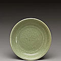 A longquan celadon moulded 'lotus' dish, early ming dynasty