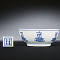 A ming-style blue and white bowl, yongzheng six-character mark within double-squares and of the period (1723-1735)