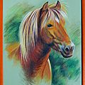 Le poney roux - Pastel à l'huile - Peintures chevaux - Horse painting - Красное пони - Das rotblonde Pony- El poni pelirrojo