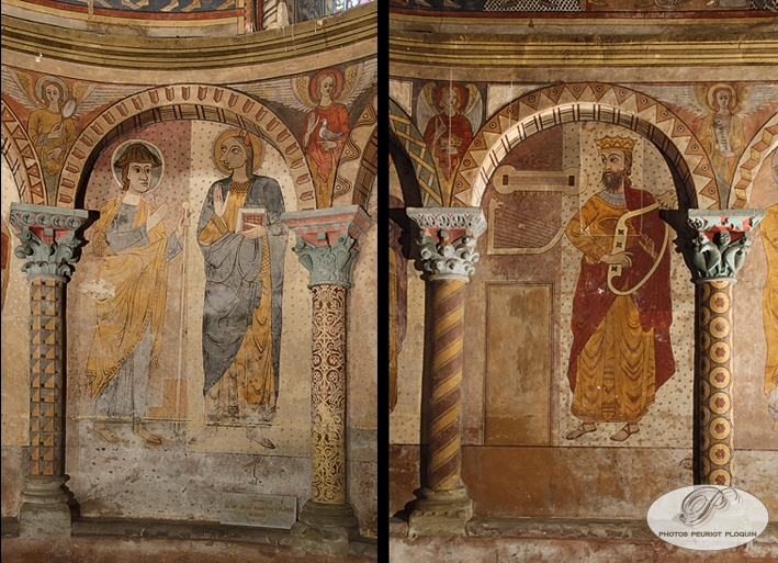 PANJAS_eglise_Saint_Laurent_detail_de_la_fresque_du_XIIe_siecle_Saint_Jacques_le_roi_David_avec_sa_Lyre
