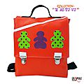  Cartable maternelle /sac à dos /sacoche original pop orange rabat applique poupée vert pois violet fermoir clip ﻿ Original et beau - fait main - mini série made in france **idéal idée de cadeau -
COLLECTION : 