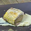 Pintade au foie gras et chataignes, panais à l’huile de truffe
