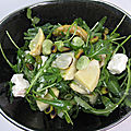 Salade tiéde fèves, artichauts, féta