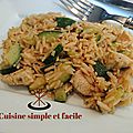 Poêlée de riz, courgettes et poulet