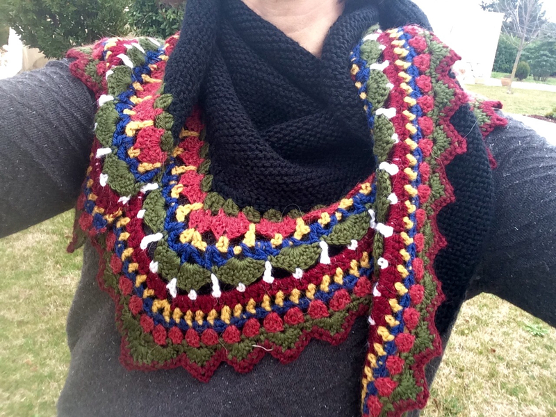 Châle folk-tricot-crochet-laine-La chouette bricole