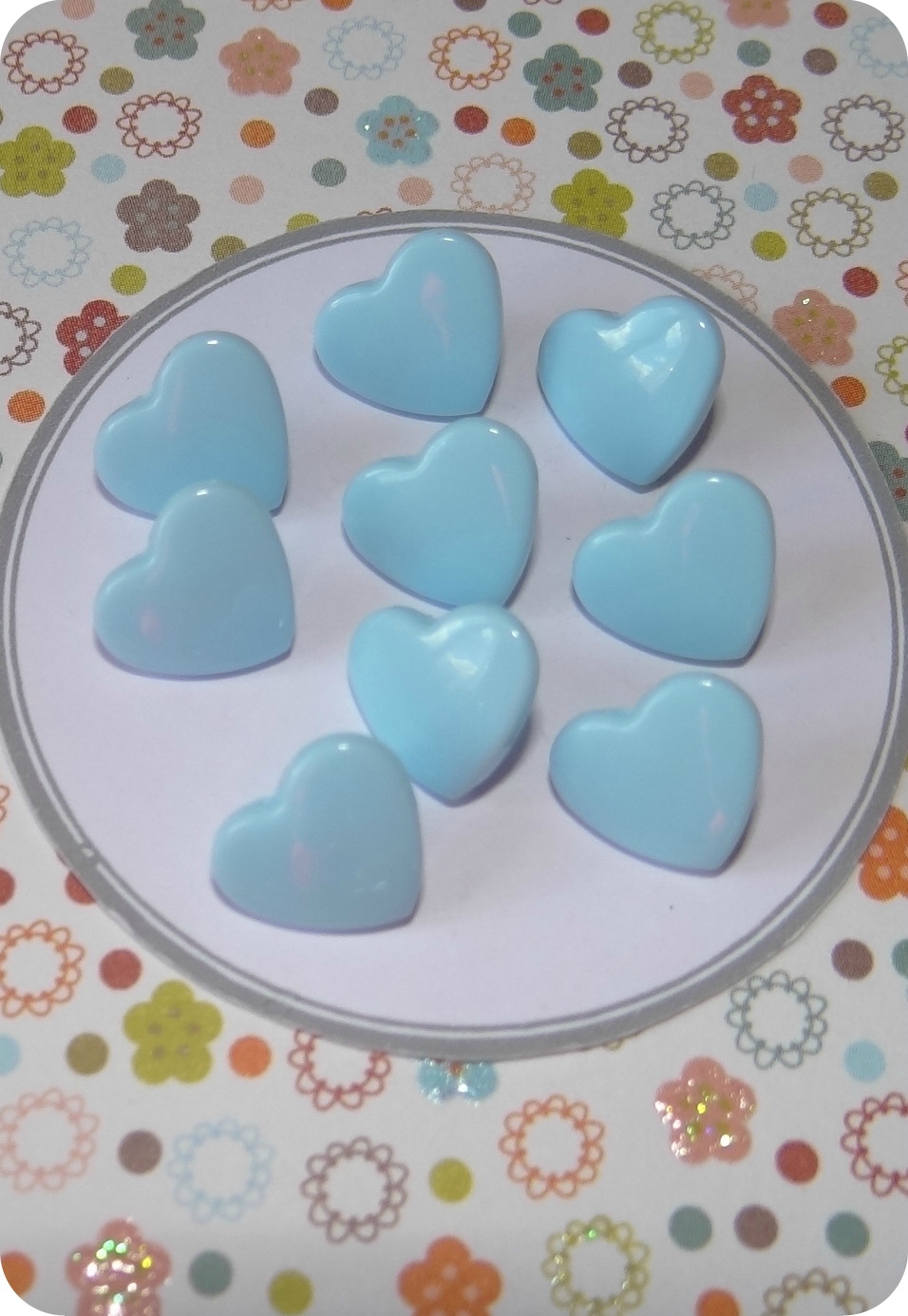 Bouton pression coeur bleu ciel