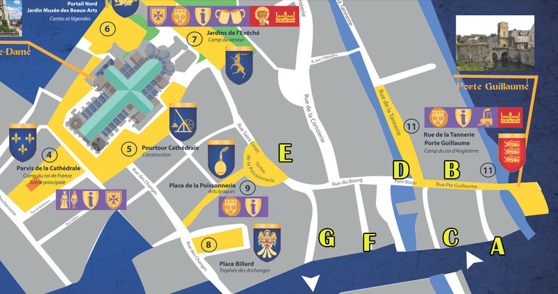 plan CHARTRES 1254 Rencontre entre le roi de France, Louis IX, et le roi d'Angleterre, Henri III à Chartres en 1254