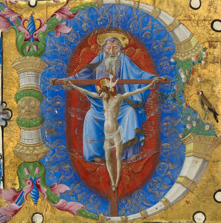 Initial B The Trinity, cutting from a gradual, Ferrara, Taddeo Crivelli, about 1460–70