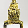 A gilt-bronze figure of seated buddha, china, sixteen kingdom, first half of the 5th century period