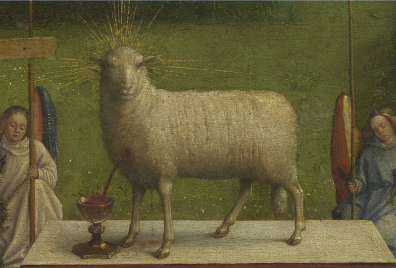 Agneau mystique, détail, frères Van Eyck 1432