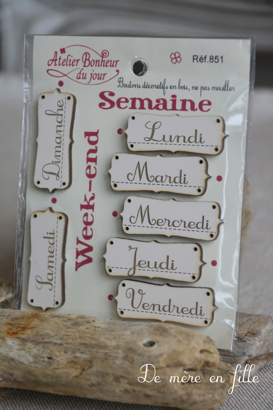 carte les jours de la semaine